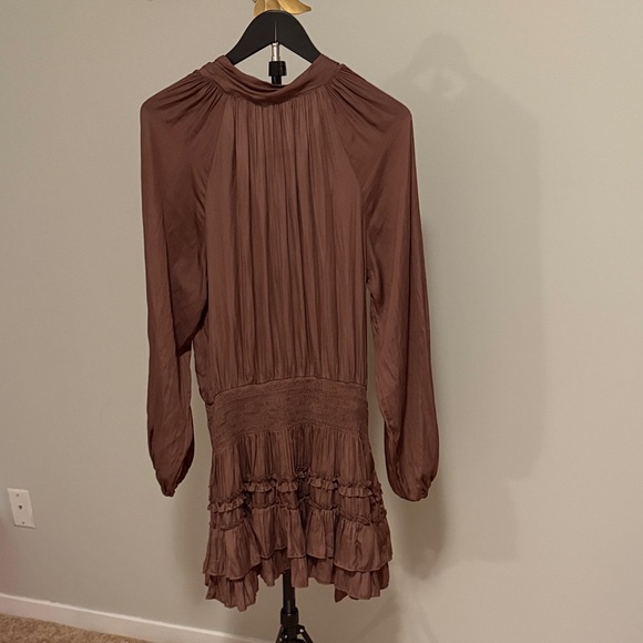Mustard Seed Dresses & Skirts - Mustard Seed Chocolate Brown Long-Sleeve Ruffle Tiered Dress